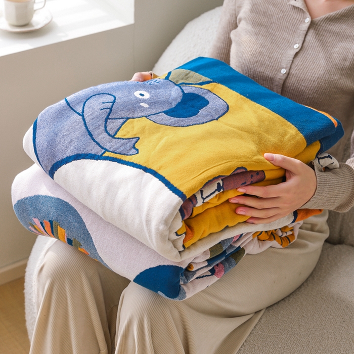 91家纺网 家纺一手货源 找家纺 （总）朴尔家纺-毛巾被 2026春夏新款调皮风宽边加厚透气全棉纯棉四层纱布毛巾被夏被夏凉被空调被