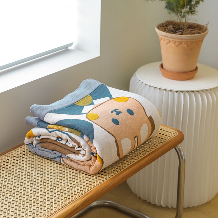 91家纺网 家纺一手货源 找家纺 朴尔家纺-毛巾被 2026春夏新款调皮风宽边加厚透气全棉纯棉四层纱布毛巾被夏被夏凉被空调被 组合图仅供展示不可下单