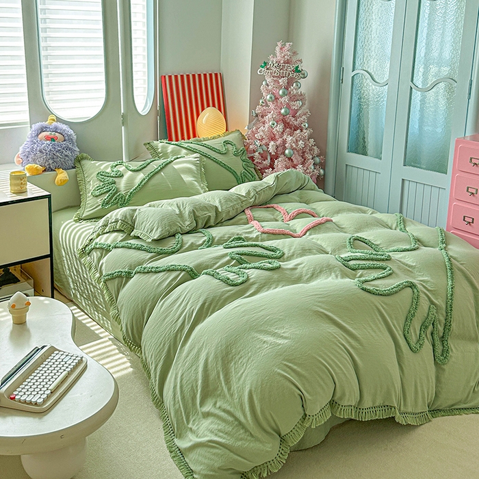 91家纺网 家纺一手货源 找家纺 （总）缘生活 2026新款立体簇绒绣流苏四件套