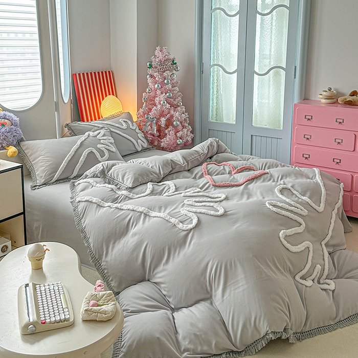 91家纺网 家纺一手货源 找家纺 （总）缘生活 2026新款立体簇绒绣流苏四件套