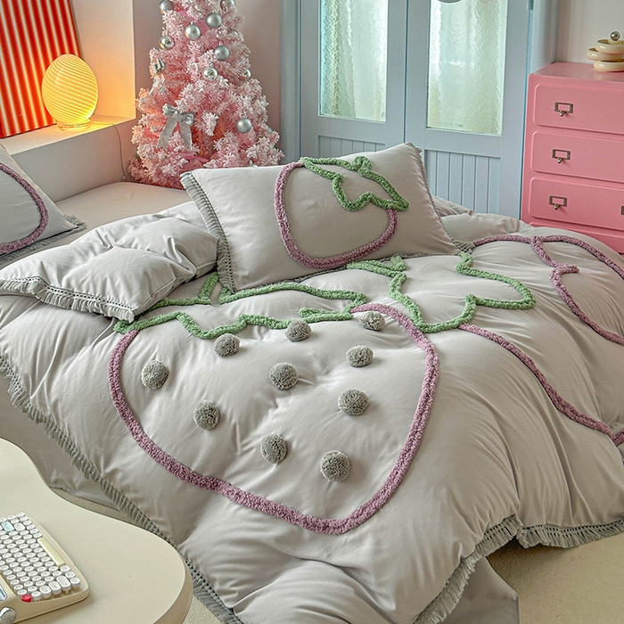 91家纺网 家纺一手货源 找家纺 （总）缘生活 2026新款立体簇绒绣流苏四件套