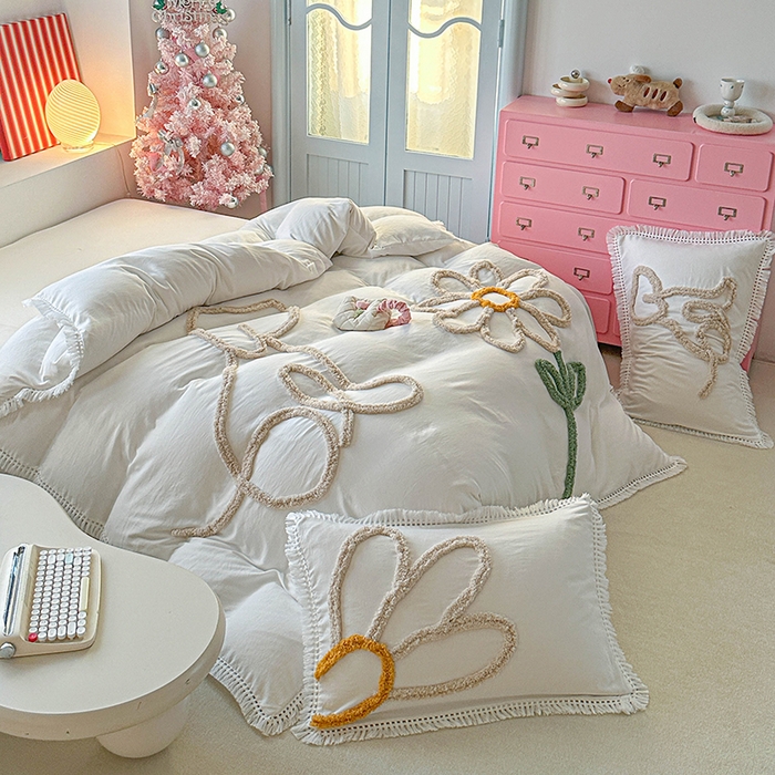 91家纺网 家纺一手货源 找家纺 （总）缘生活 2026新款立体簇绒绣流苏四件套