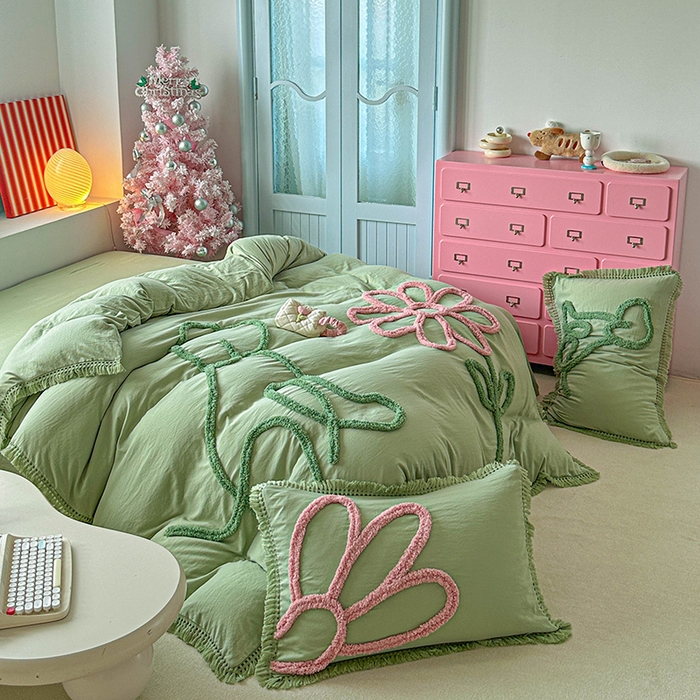 91家纺网 家纺一手货源 找家纺 （总）缘生活 2026新款立体簇绒绣流苏四件套