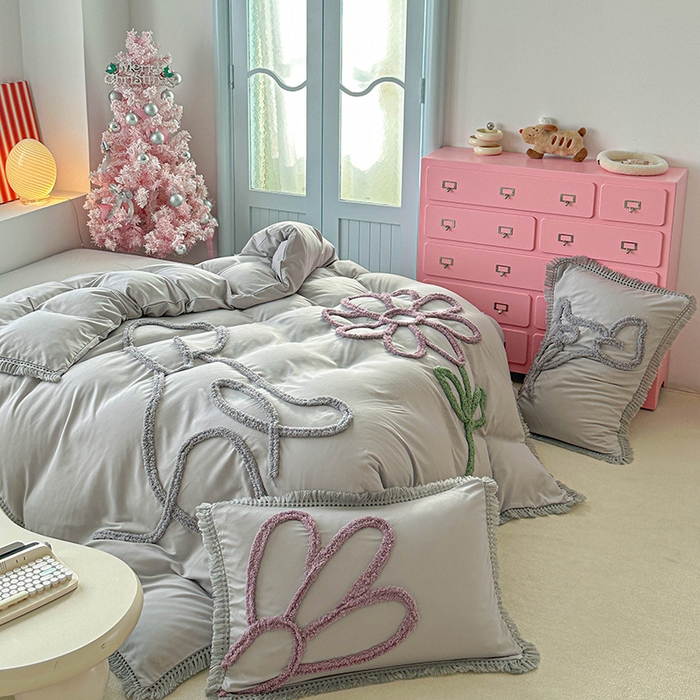 91家纺网 家纺一手货源 找家纺 （总）缘生活 2026新款立体簇绒绣流苏四件套