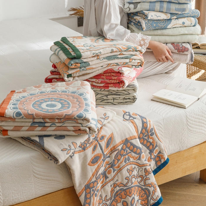 91家纺网 家纺一手货源 找家纺 （总）朴尔家纺-毛巾被 2026春夏新款水洗全棉纯棉四层细纱系列毛巾被下班夏凉被空调被