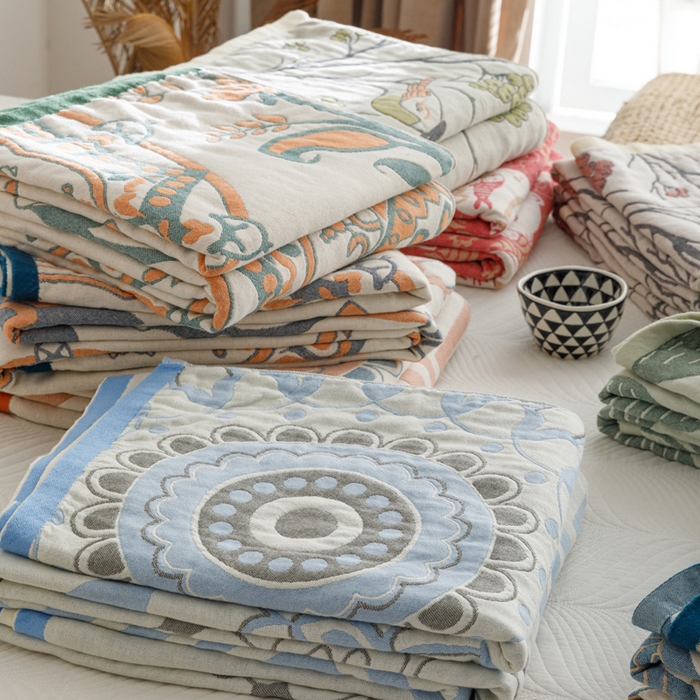 91家纺网 家纺一手货源 找家纺 （总）朴尔家纺-毛巾被 2026春夏新款水洗全棉纯棉四层细纱系列毛巾被下班夏凉被空调被