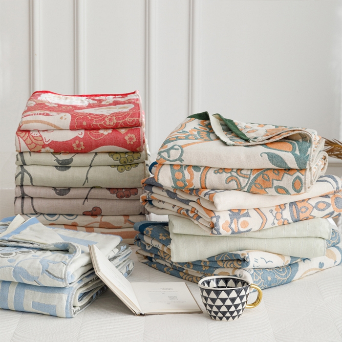 91家纺网 家纺一手货源 找家纺 朴尔家纺-毛巾被 2026春夏新款水洗全棉纯棉四层细纱系列毛巾被下班夏凉被空调被 组合图仅供展示不可下单