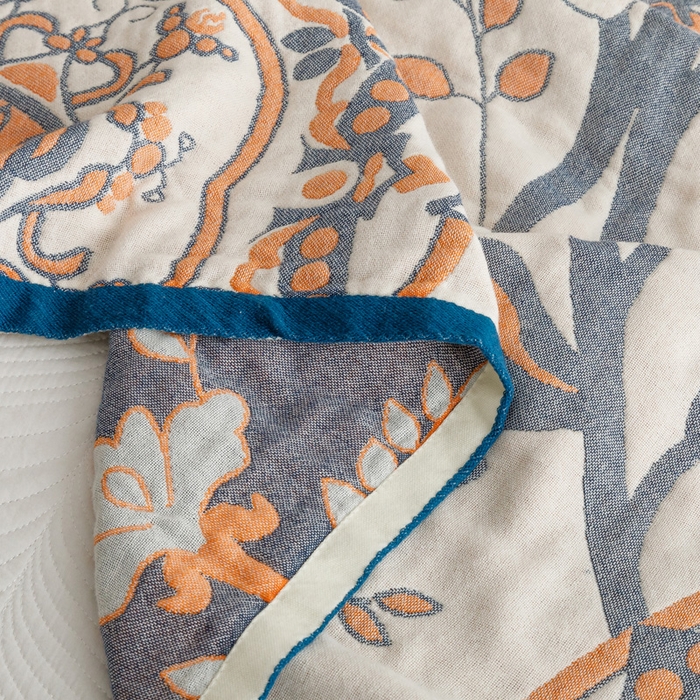 91家纺网 家纺一手货源 找家纺 朴尔家纺-毛巾被 2026春夏新款水洗全棉纯棉四层细纱系列毛巾被下班夏凉被空调被 恋恋花枝-驼毛巾被