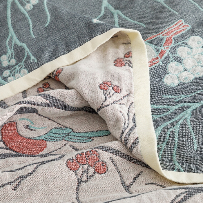 91家纺网 家纺一手货源 找家纺 朴尔家纺-毛巾被 2026春夏新款水洗全棉纯棉四层细纱系列毛巾被下班夏凉被空调被 喜登高枝-红毛巾被