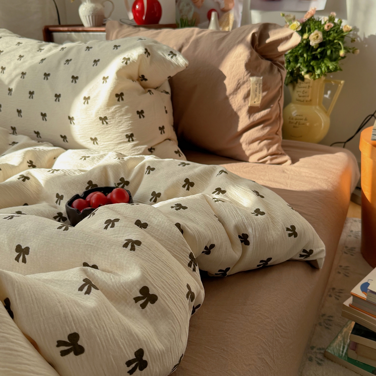 91家纺网 家纺一手货源 找家纺 轻奢坊 2026新款皱皱纱水洗棉韩系混搭四件套 碱冰结