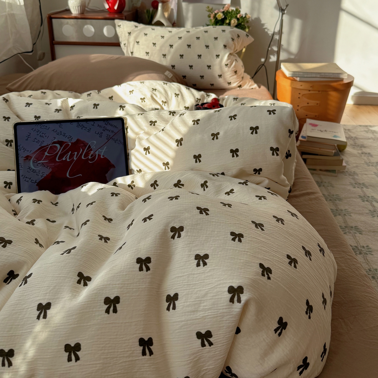 91家纺网 家纺一手货源 找家纺 轻奢坊 2026新款皱皱纱水洗棉韩系混搭四件套 碱冰结