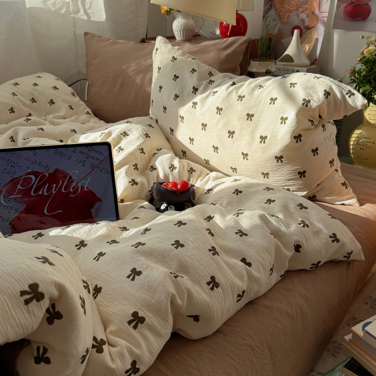 91家纺网 家纺一手货源 找家纺 轻奢坊 2026新款皱皱纱水洗棉韩系混搭四件套 碱冰结