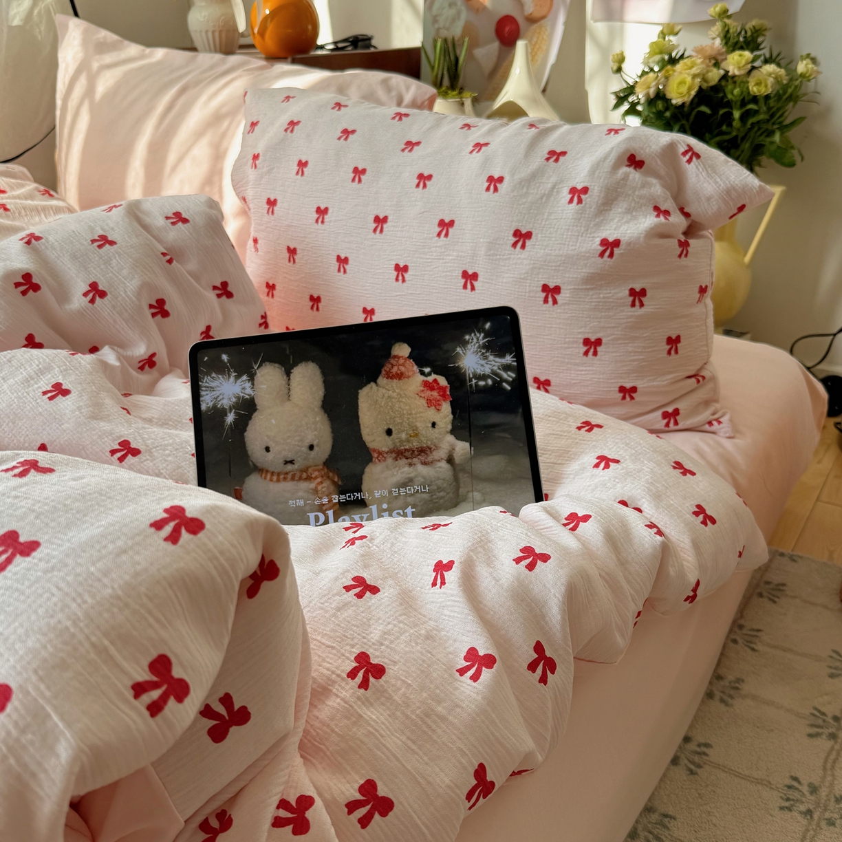 91家纺网 家纺一手货源 找家纺 轻奢坊 2026新款皱皱纱水洗棉韩系混搭四件套 莓果结