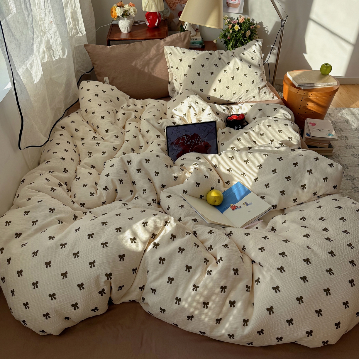 91家纺网 家纺一手货源 找家纺 轻奢坊 2026新款皱皱纱水洗棉韩系混搭四件套 碱冰结