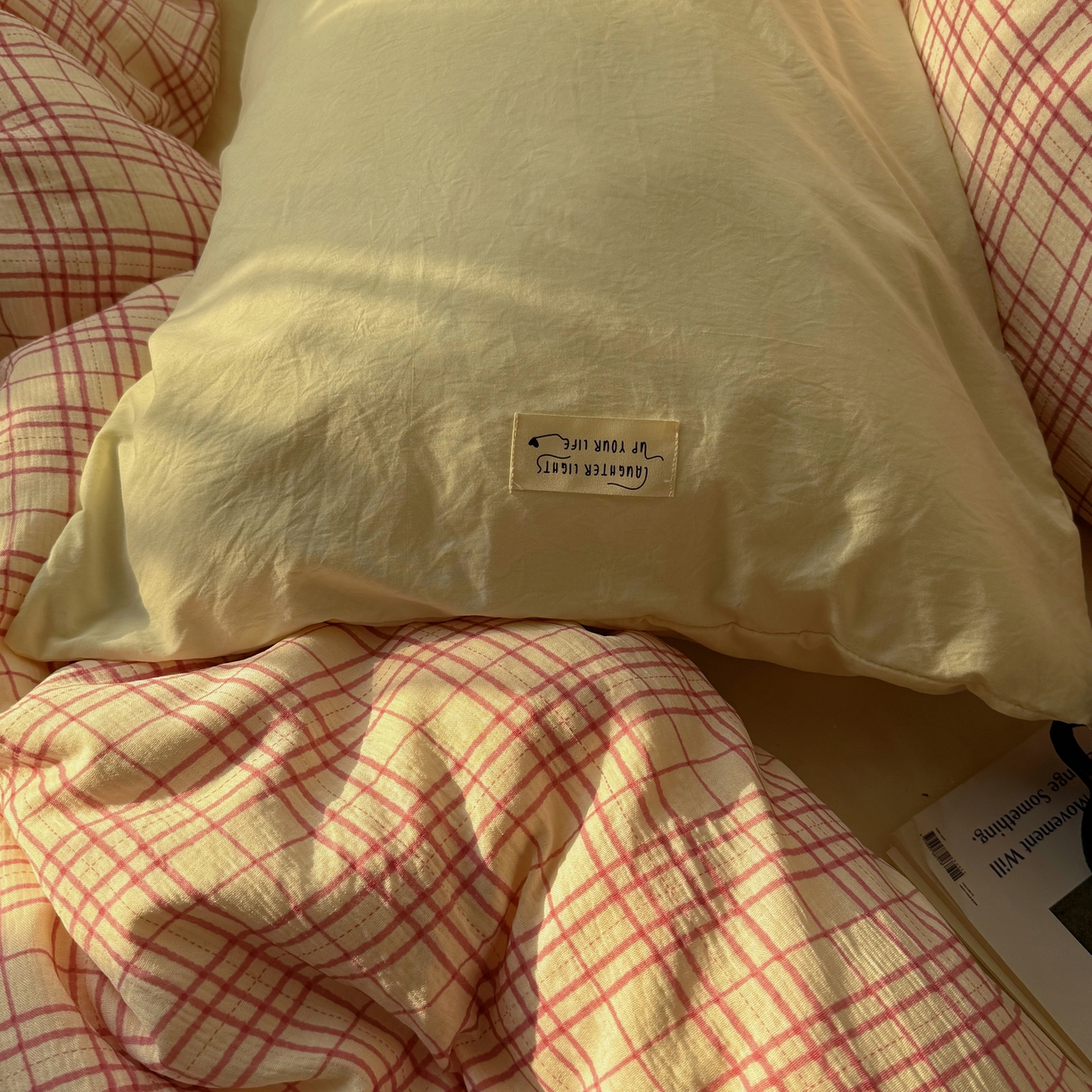 91家纺网 家纺一手货源 找家纺 轻奢坊 2026新款皱皱纱水洗棉韩系混搭四件套 格蕾粉