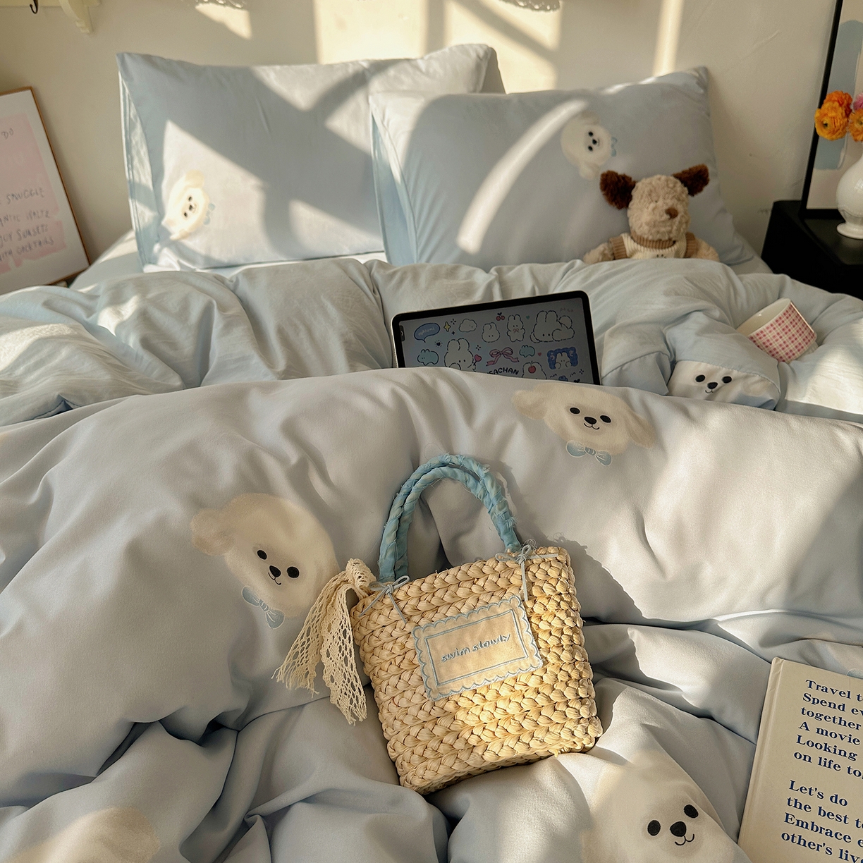 91家纺网 家纺一手货源 找家纺 （总）初夏家纺 2026 新款水洗棉四件套A类卡通简约风床上三件套被套被罩【提供买家秀】