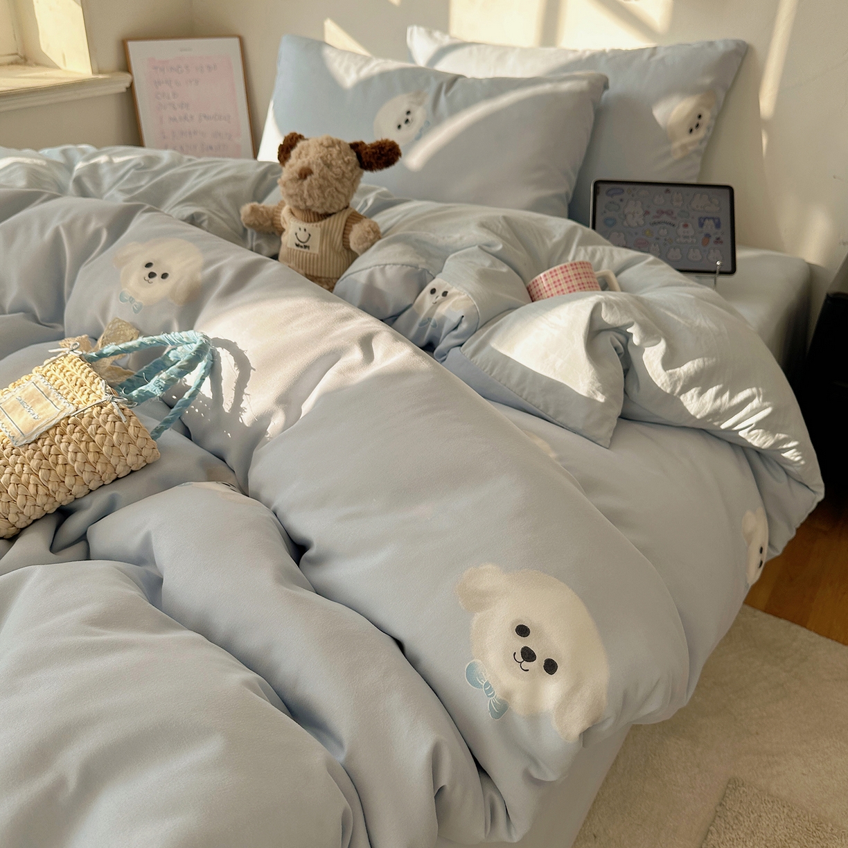 91家纺网 家纺一手货源 找家纺 （总）初夏家纺 2026 新款水洗棉四件套A类卡通简约风床上三件套被套被罩【提供买家秀】