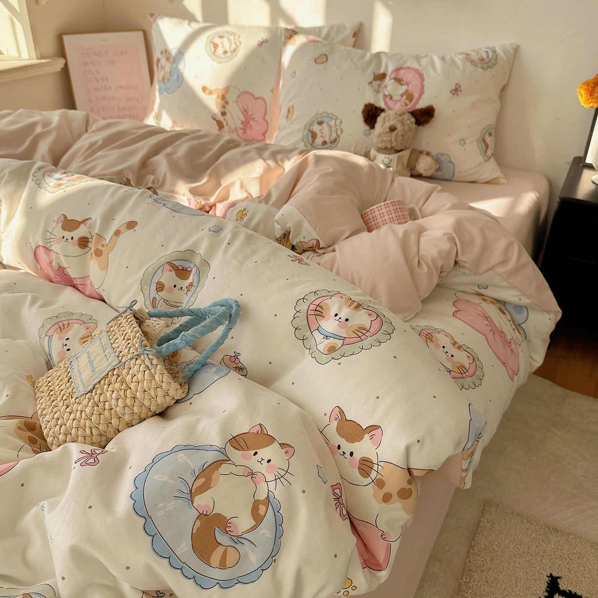 91家纺网 家纺一手货源 找家纺 （总）初夏家纺 2026 新款水洗棉四件套A类卡通简约风床上三件套被套被罩【提供买家秀】
