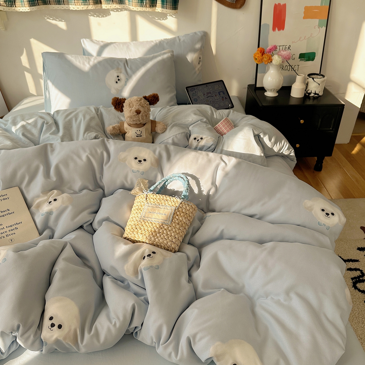 91家纺网 家纺一手货源 找家纺 （总）初夏家纺 2026 新款水洗棉四件套A类卡通简约风床上三件套被套被罩【提供买家秀】