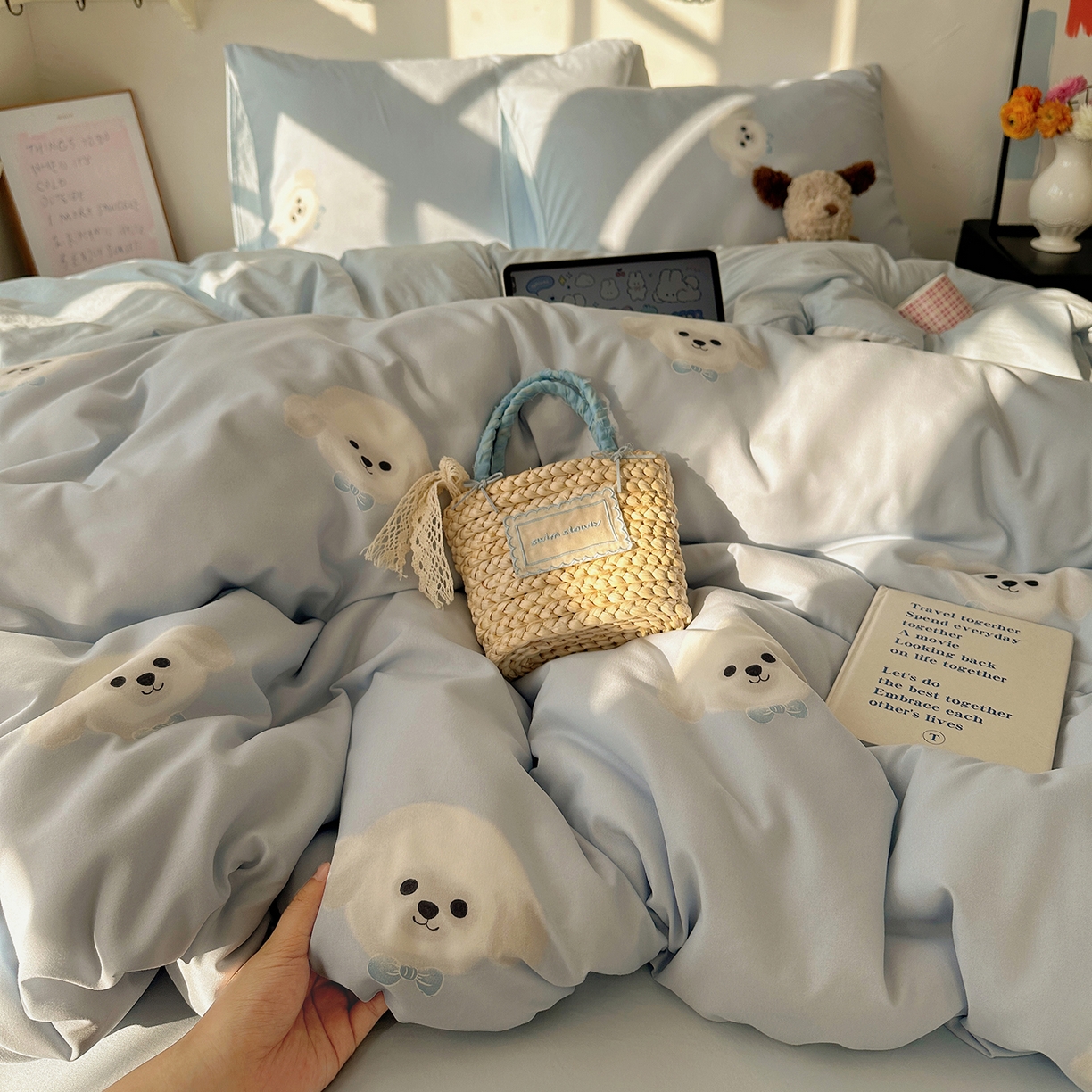 91家纺网 家纺一手货源 找家纺 （总）初夏家纺 2026 新款水洗棉四件套A类卡通简约风床上三件套被套被罩【提供买家秀】