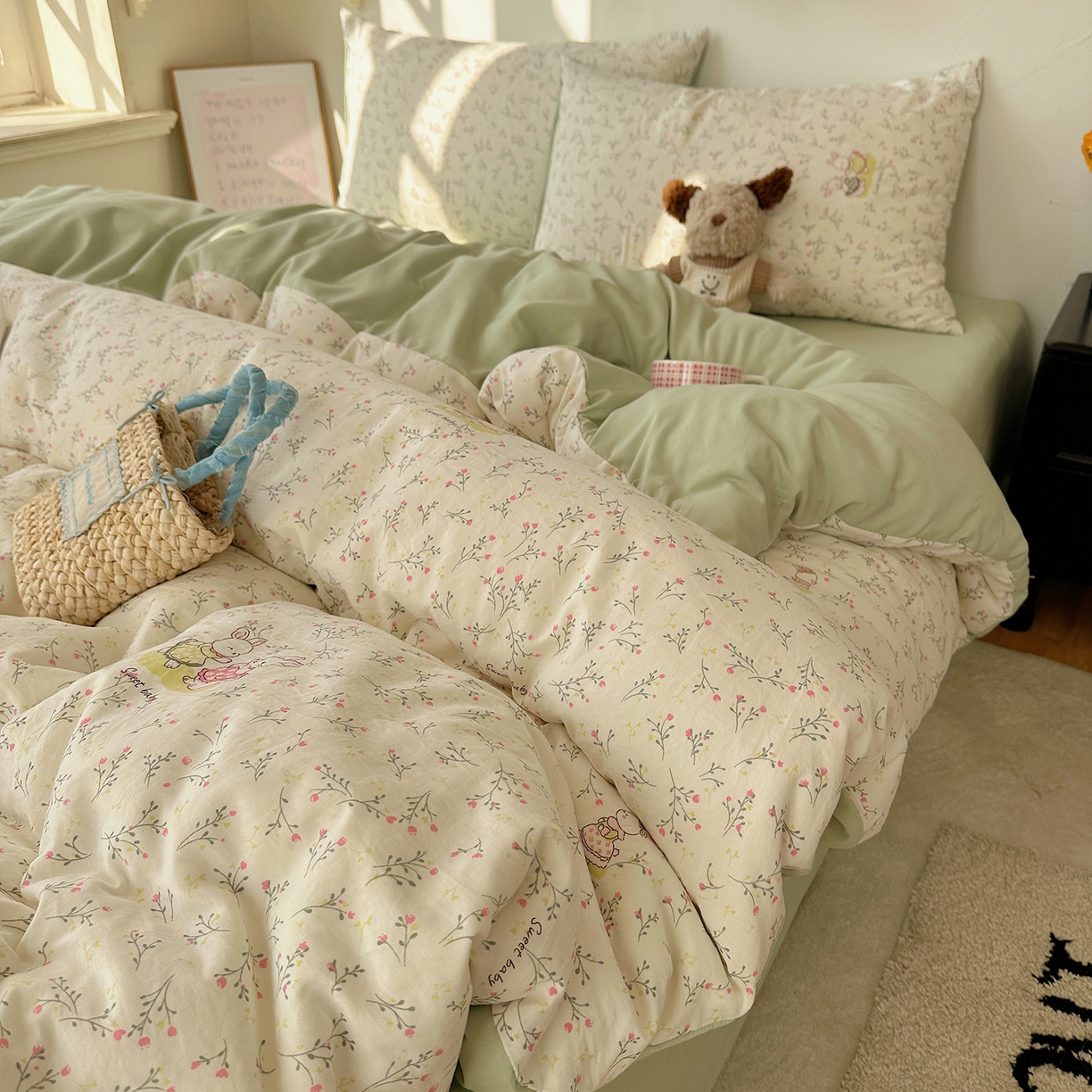 91家纺网 家纺一手货源 找家纺 （总）初夏家纺 2026 新款水洗棉四件套A类卡通简约风床上三件套被套被罩【提供买家秀】