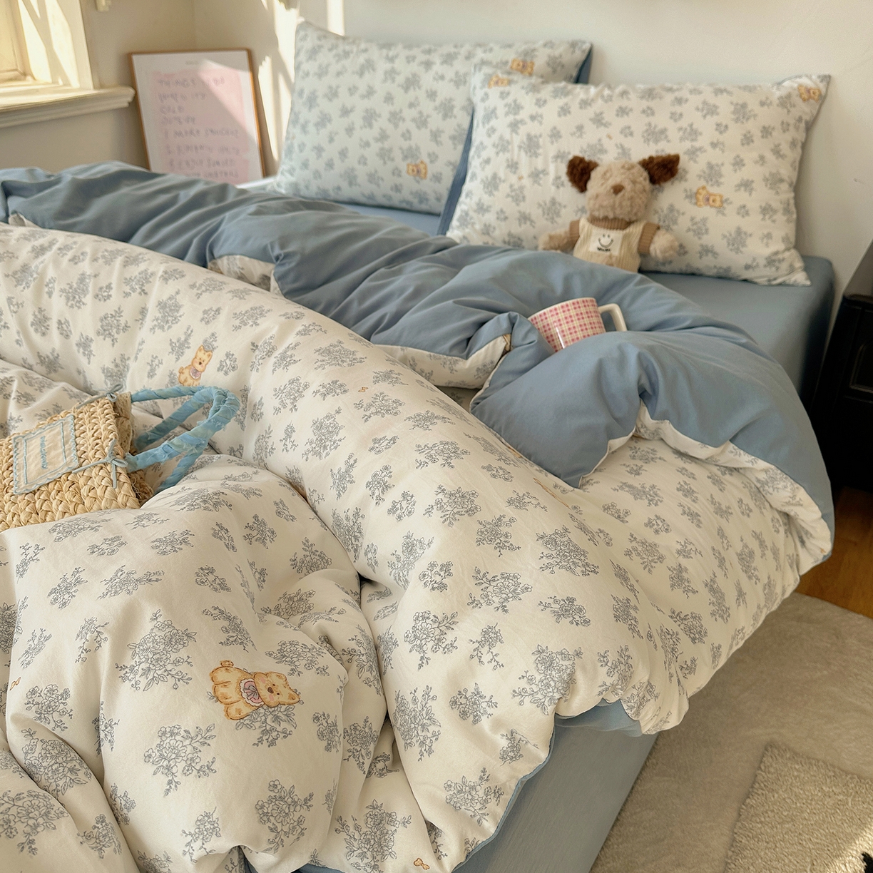 91家纺网 家纺一手货源 找家纺 （总）初夏家纺 2026 新款水洗棉四件套A类卡通简约风床上三件套被套被罩【提供买家秀】