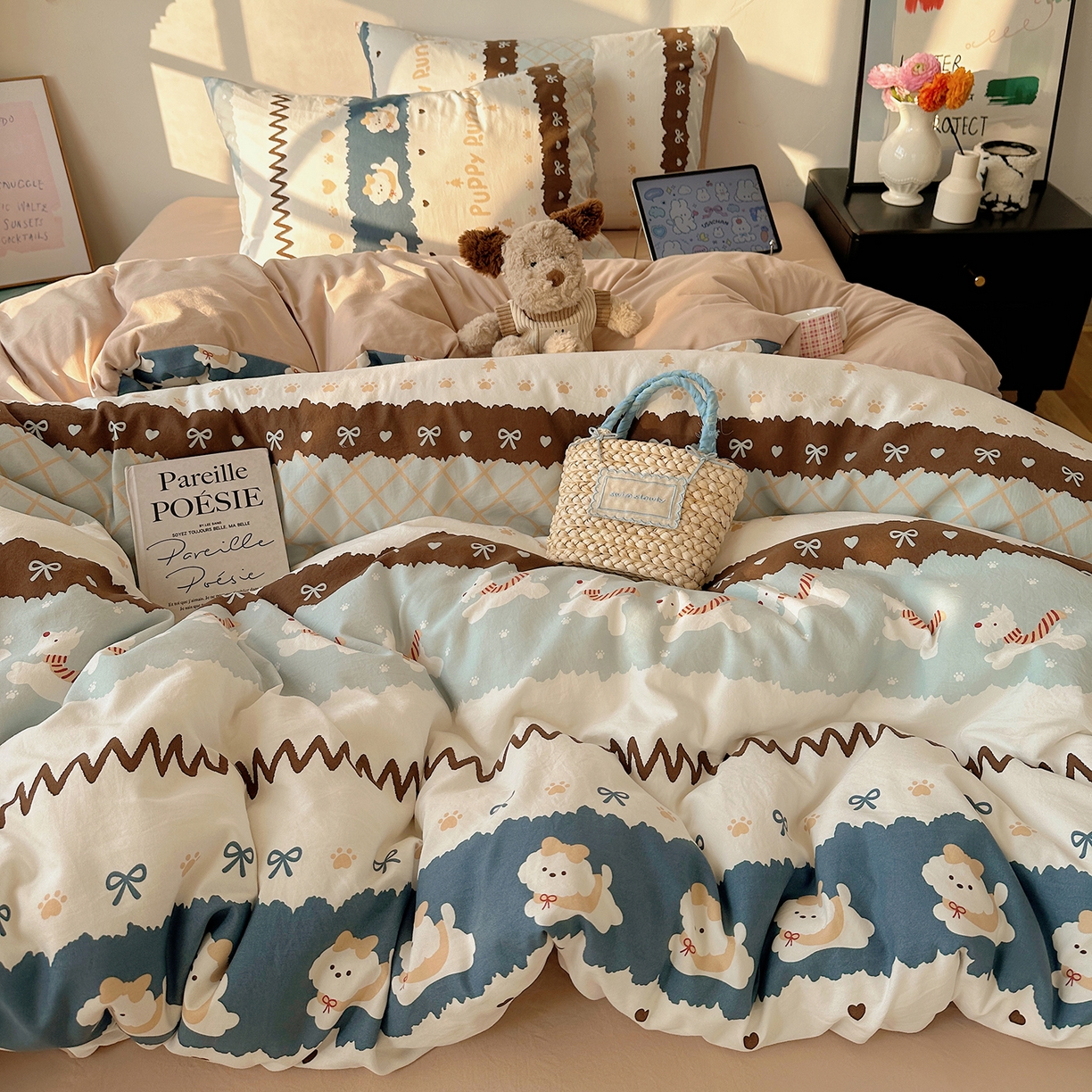 91家纺网 家纺一手货源 找家纺 （总）初夏家纺 2026 新款水洗棉四件套A类卡通简约风床上三件套被套被罩【提供买家秀】