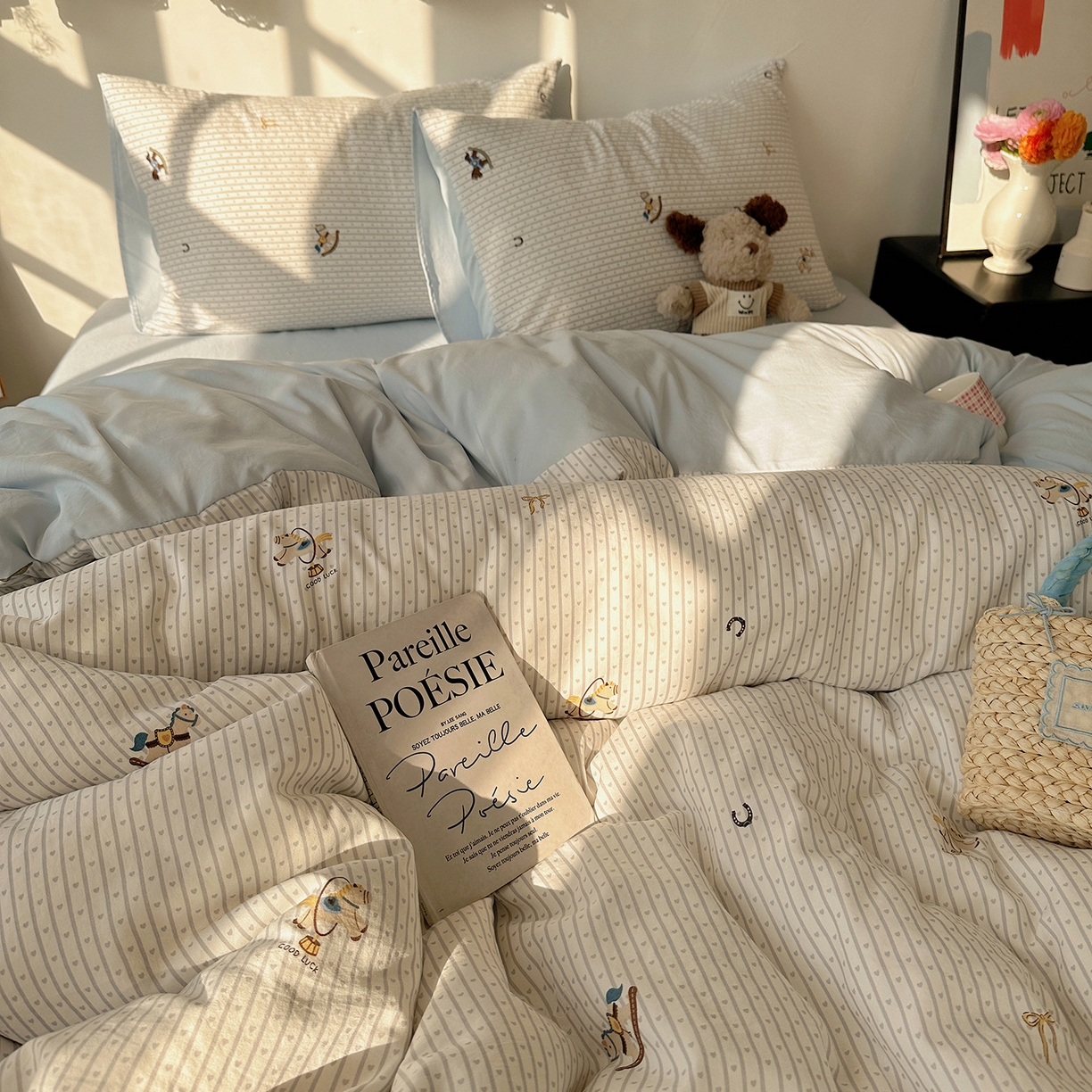 91家纺网 家纺一手货源 找家纺 初夏家纺 2026 新款水洗棉四件套A类卡通简约风床上三件套被套被罩【提供买家秀】 旋转木马