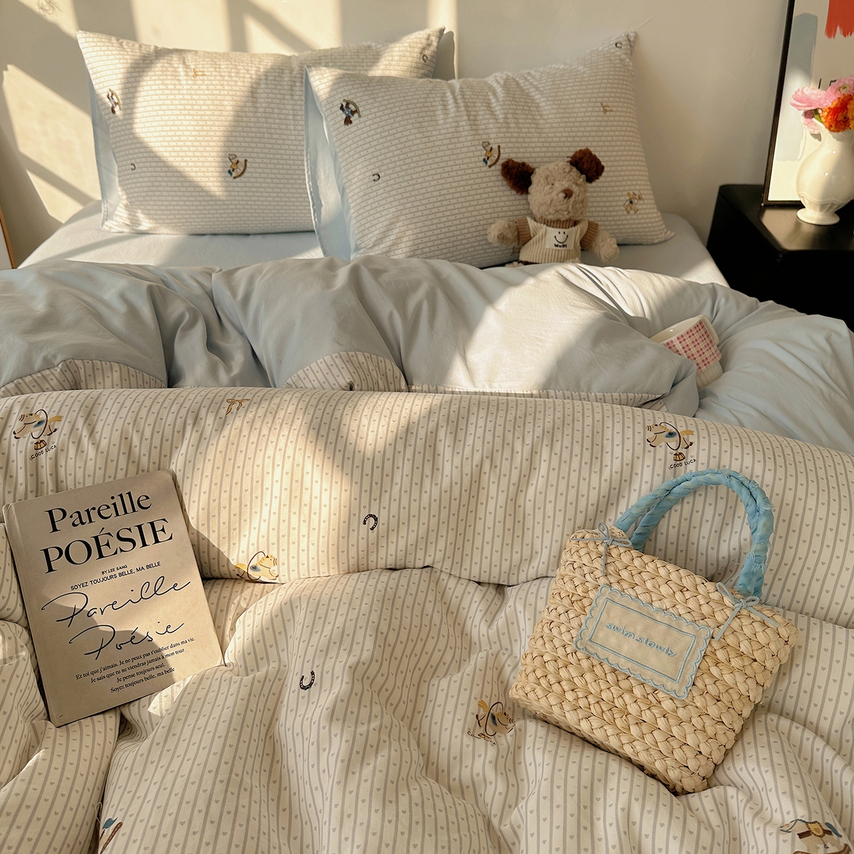 91家纺网 家纺一手货源 找家纺 初夏家纺 2026 新款水洗棉四件套A类卡通简约风床上三件套被套被罩【提供买家秀】 旋转木马