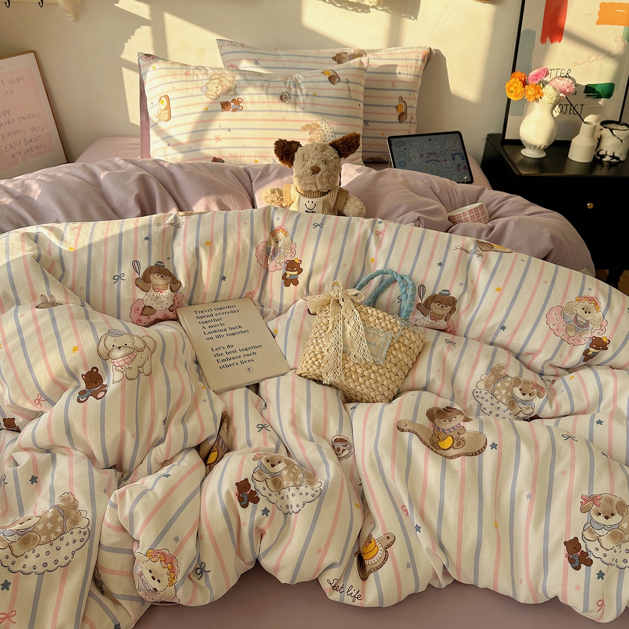 91家纺网 家纺一手货源 找家纺 初夏家纺 2026 新款水洗棉四件套A类卡通简约风床上三件套被套被罩【提供买家秀】 烘焙师