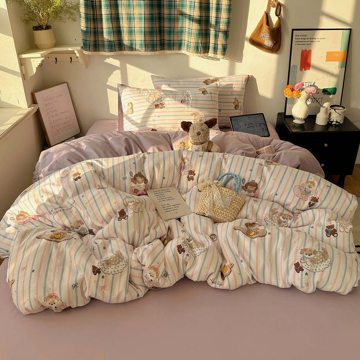 91家纺网 家纺一手货源 找家纺 初夏家纺 2026 新款水洗棉四件套A类卡通简约风床上三件套被套被罩【提供买家秀】 烘焙师