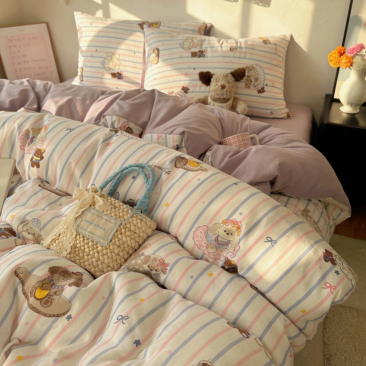 91家纺网 家纺一手货源 找家纺 初夏家纺 2026 新款水洗棉四件套A类卡通简约风床上三件套被套被罩【提供买家秀】 烘焙师