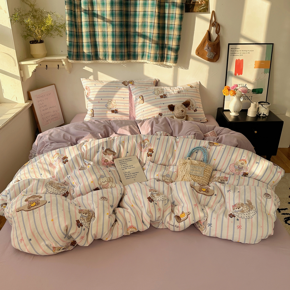 91家纺网 家纺一手货源 找家纺 初夏家纺 2026 新款水洗棉四件套A类卡通简约风床上三件套被套被罩【提供买家秀】 烘焙师