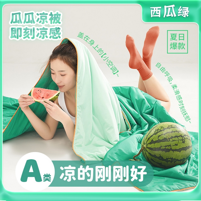 91家纺网 家纺一手货源 找家纺 （总）爱彼家纺 2026新款A类氨纶凉感丝西瓜大豆空调被夏被夏凉被（控价最低79.9/89.9/99.9）
