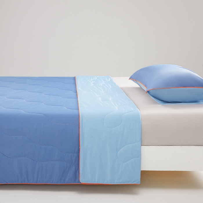 91家纺网 家纺一手货源 找家纺 爱彼家纺 2026新款A类氨纶凉感丝西瓜大豆空调被夏被夏凉被（控价最低79.9/89.9/99.9） 瓜瓜被-天空蓝