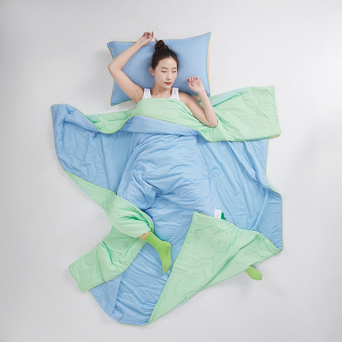 91家纺网 家纺一手货源 找家纺 爱彼家纺 2026新款A类氨纶凉感丝西瓜大豆空调被夏被夏凉被（控价最低79.9/89.9/99.9） 瓜瓜被-蜜蓝绿