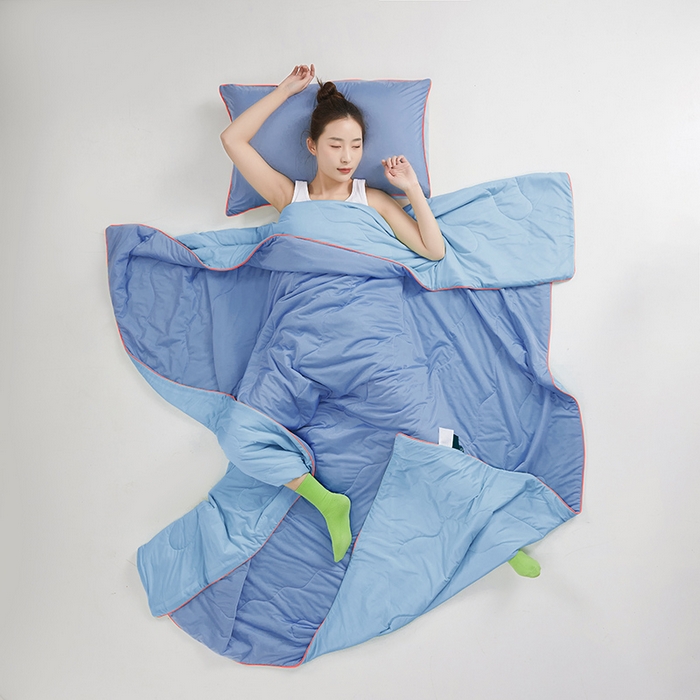 91家纺网 家纺一手货源 找家纺 爱彼家纺 2026新款A类氨纶凉感丝西瓜大豆空调被夏被夏凉被（控价最低79.9/89.9/99.9） 瓜瓜被-天空蓝