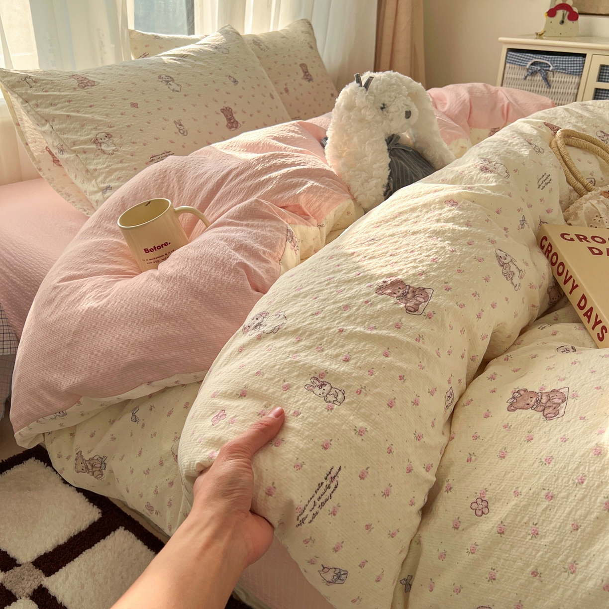 91家纺网 家纺一手货源 找家纺 （总）童颜 2026新款泡芙纱小碎花四件套