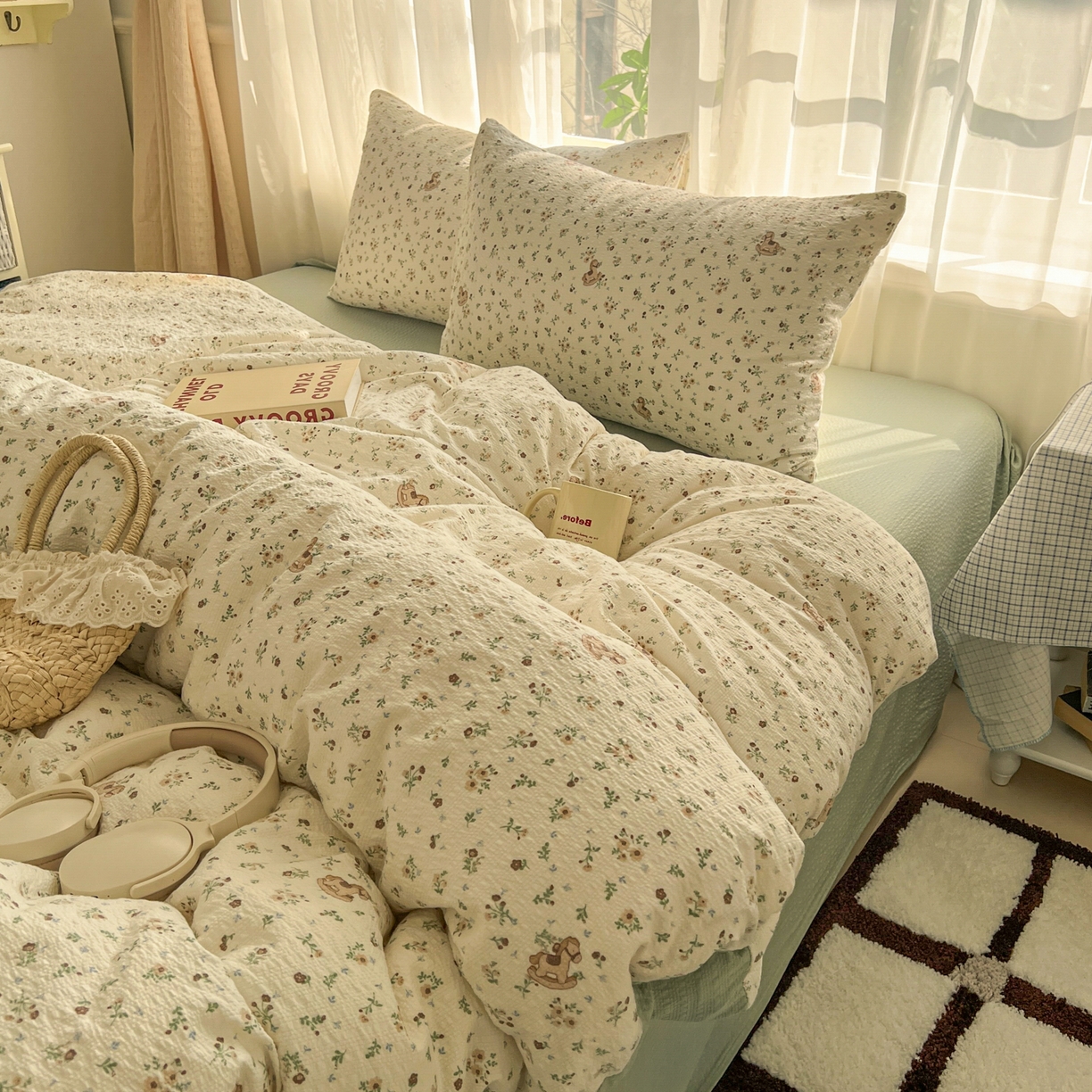 91家纺网 家纺一手货源 找家纺 （总）童颜 2026新款泡芙纱小碎花四件套