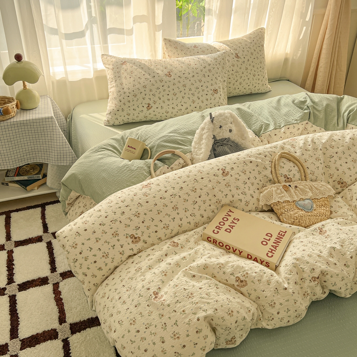 91家纺网 家纺一手货源 找家纺 （总）童颜 2026新款泡芙纱小碎花四件套