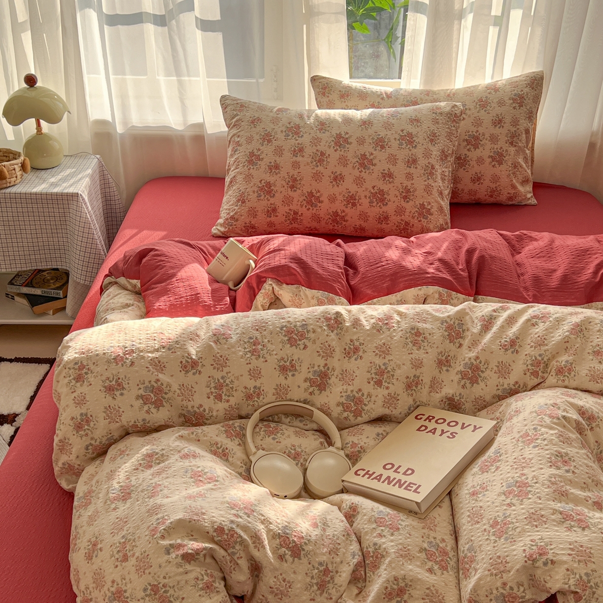 91家纺网 家纺一手货源 找家纺 童颜 2026新款泡芙纱小碎花四件套 繁花似锦