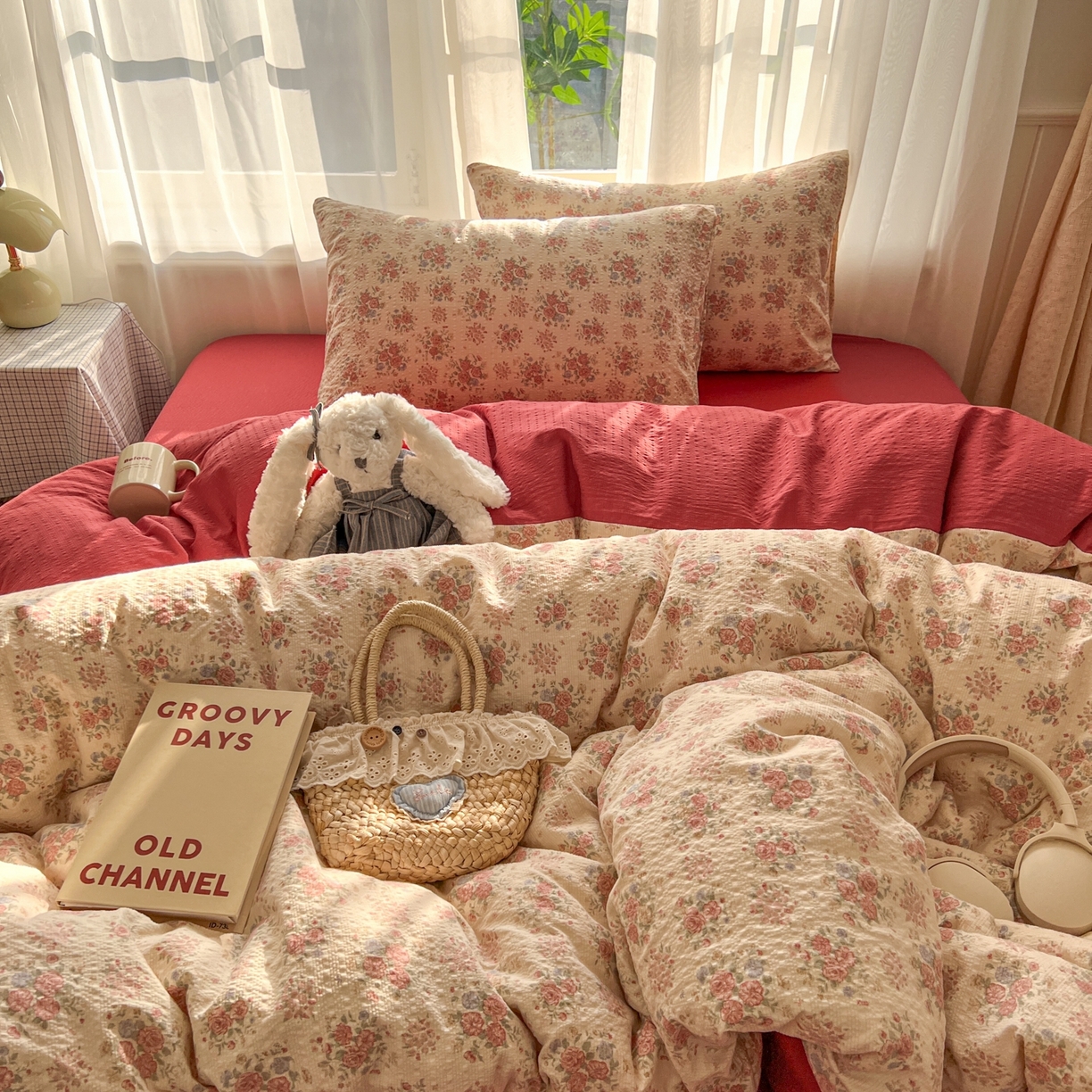 91家纺网 家纺一手货源 找家纺 童颜 2026新款泡芙纱小碎花四件套 繁花似锦