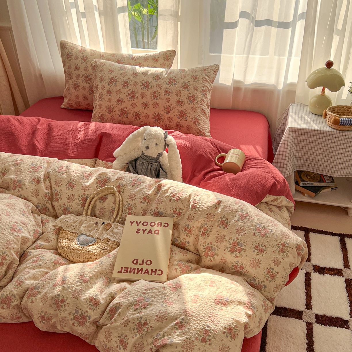 91家纺网 家纺一手货源 找家纺 童颜 2026新款泡芙纱小碎花四件套 繁花似锦