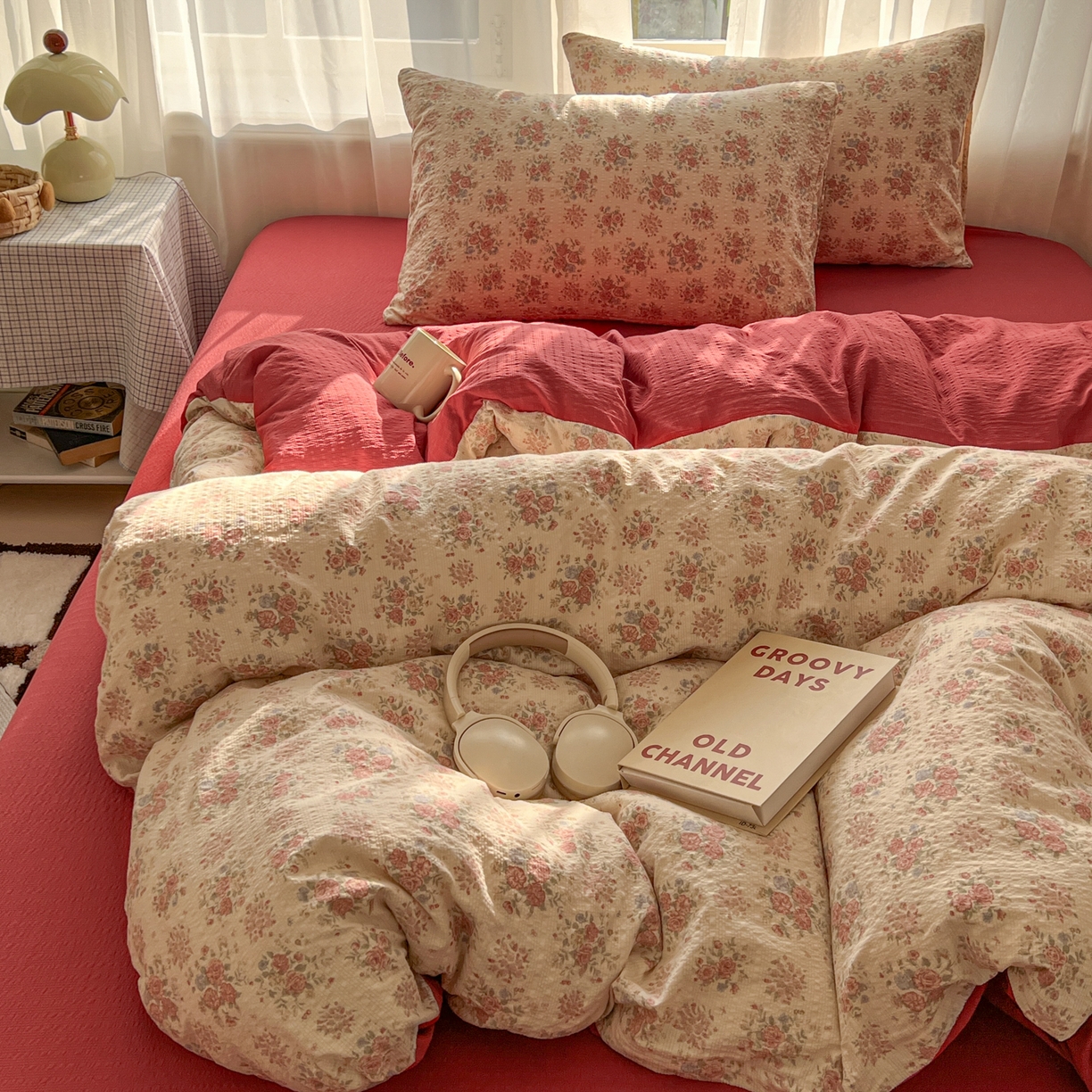 91家纺网 家纺一手货源 找家纺 童颜 2026新款泡芙纱小碎花四件套 繁花似锦