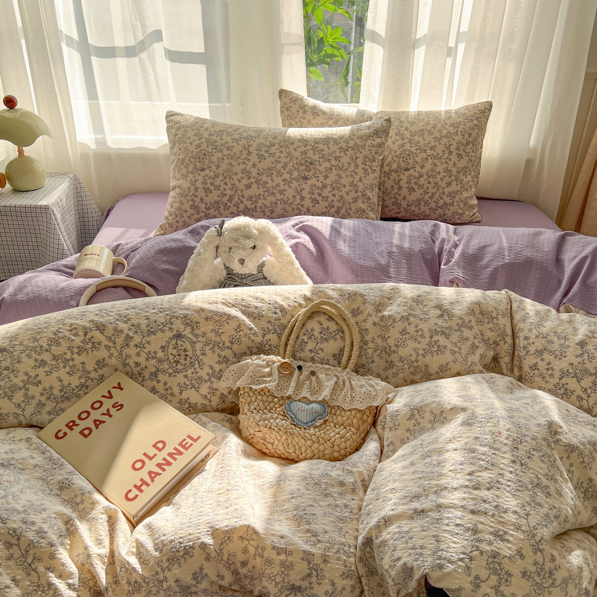 91家纺网 家纺一手货源 找家纺 童颜 2026新款泡芙纱小碎花四件套 花团锦簇