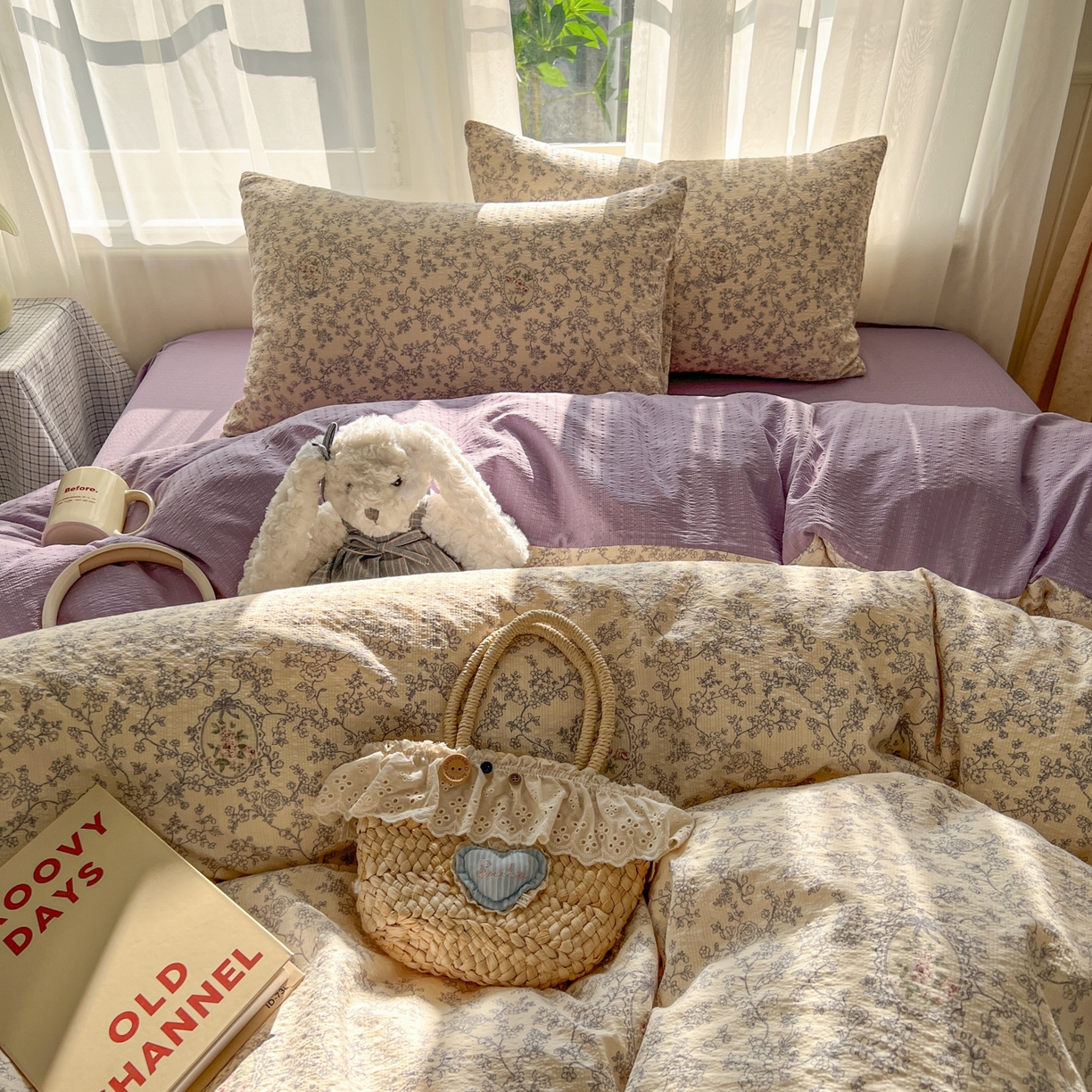 91家纺网 家纺一手货源 找家纺 童颜 2026新款泡芙纱小碎花四件套 花团锦簇