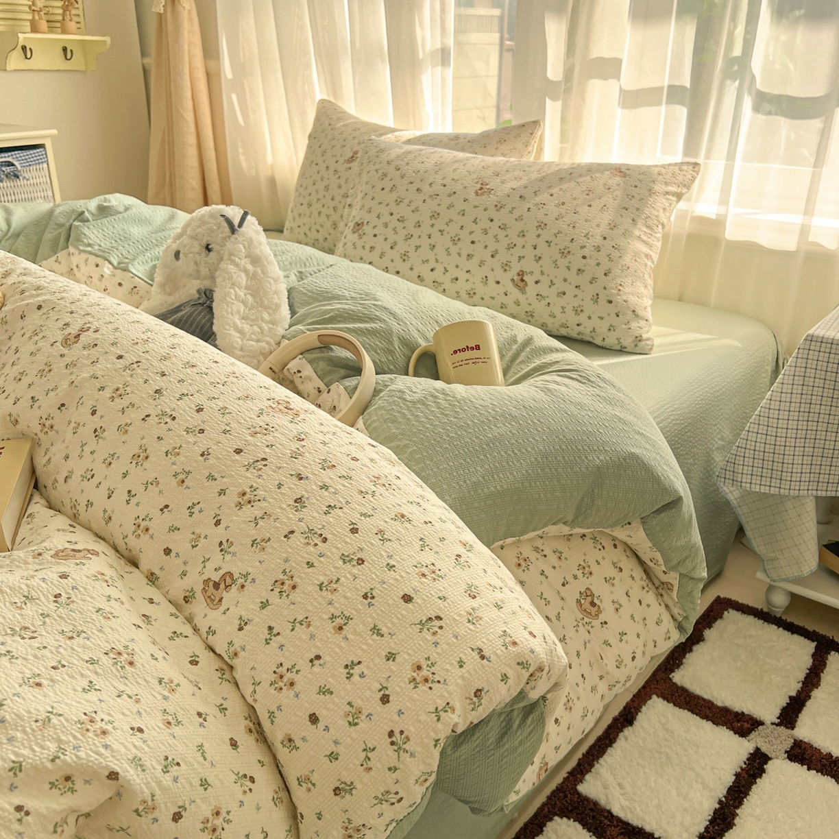 91家纺网 家纺一手货源 找家纺 （总）童颜 2026新款泡芙纱小碎花四件套