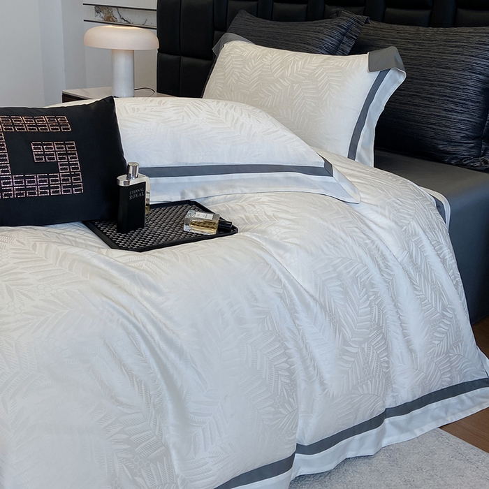 91家纺网 家纺一手货源 找家纺 （总）若未家居 LOVEWE HOUSE 2026新款双拼角提花兰精天丝棉四件套-叶澜（ 控价券后不低于398）