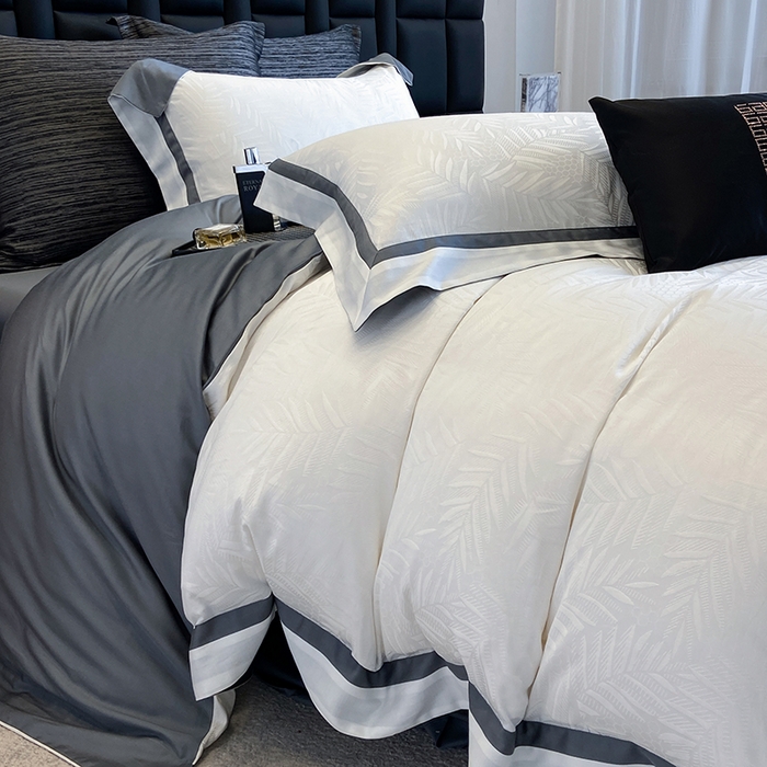 91家纺网 家纺一手货源 找家纺 （总）若未家居 LOVEWE HOUSE 2026新款双拼角提花兰精天丝棉四件套-叶澜（ 控价券后不低于398）