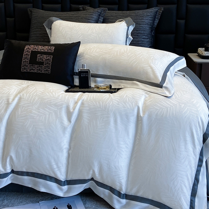 91家纺网 家纺一手货源 找家纺 （总）若未家居 LOVEWE HOUSE 2026新款双拼角提花兰精天丝棉四件套-叶澜（ 控价券后不低于398）